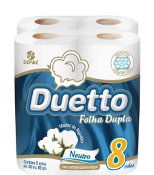 Imagem de capa de Papel Hig. Duetto 8 X 8 Neutro 30m Folha Dupla