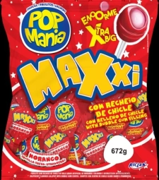 Imagem de capa de Pirulito Pop Mania Maxxi 672g Morango